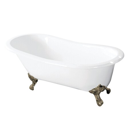 Aqua Eden Clawfoot Bathtubs, 54 L, 30.31 W, White/Brushed Nickel, Cast Iron VCT7D5431B8